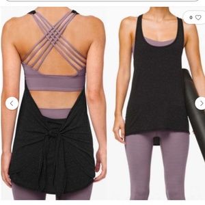 NWT Lululemon Tied in Energy 2-in-1 Tank Black / Frosted Mulberry Size 6
